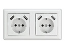 Delock Steckdose - 2P+E - Typ F, USB - 2-fach
