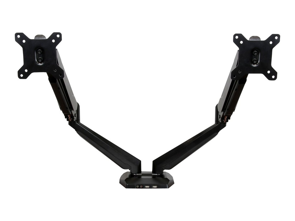 StarTech.com Dual Monitor Halterung mit eingebautem 2 Port USB und Audio Passthrough - Befestigungskit - einstellbarer Arm - für LCD-Display - Aluminium - Schwarz - Bildschirmgröße: 76.2 cm (12"-32")