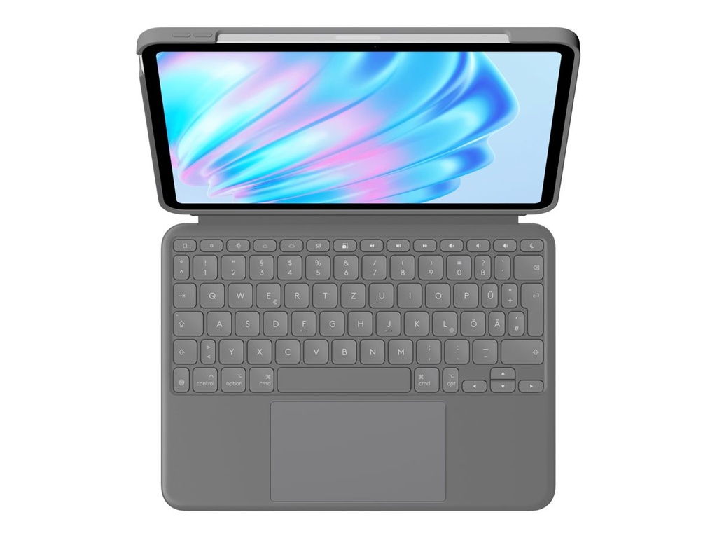Logitech Combo Touch - Tastatur und Foliohülle - mit Trackpad - hintergrundbeleuchtet - Apple Smart connector - QWERTZ - Deutsch - Oxford Gray - für Apple 10.9-inch iPad Air (5. Generation)