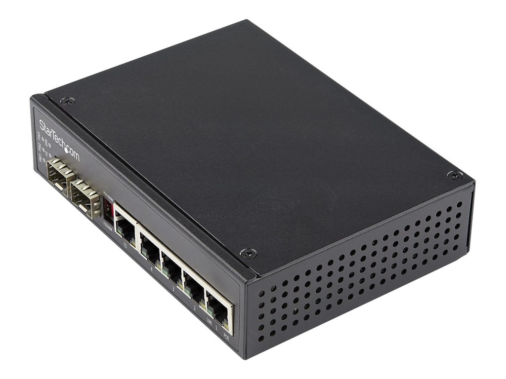 StarTech.com Industrial 6 Port Gigabit Ethernet Switch 5 +2 SFP Slots 30W - Switch - 1 x 10/100/1000 + 4 x 10/100/1000 (PoE+)
