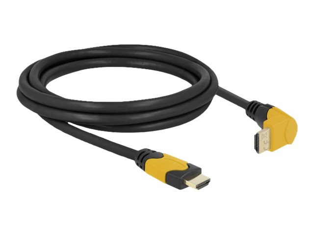 Delock High Speed - HDMI-Kabel - HDMI männlich gerade zu HDMI männlich nach oben angewinkelt - 1 m - Schwarz - Dolby DTS-HD Master Audio-Unterstützung, Dolby TrueHD-Unterstützung, unterstützt 21:9 Kinoformat, unterstützt 8K 60 Hz (7680 x 4320)