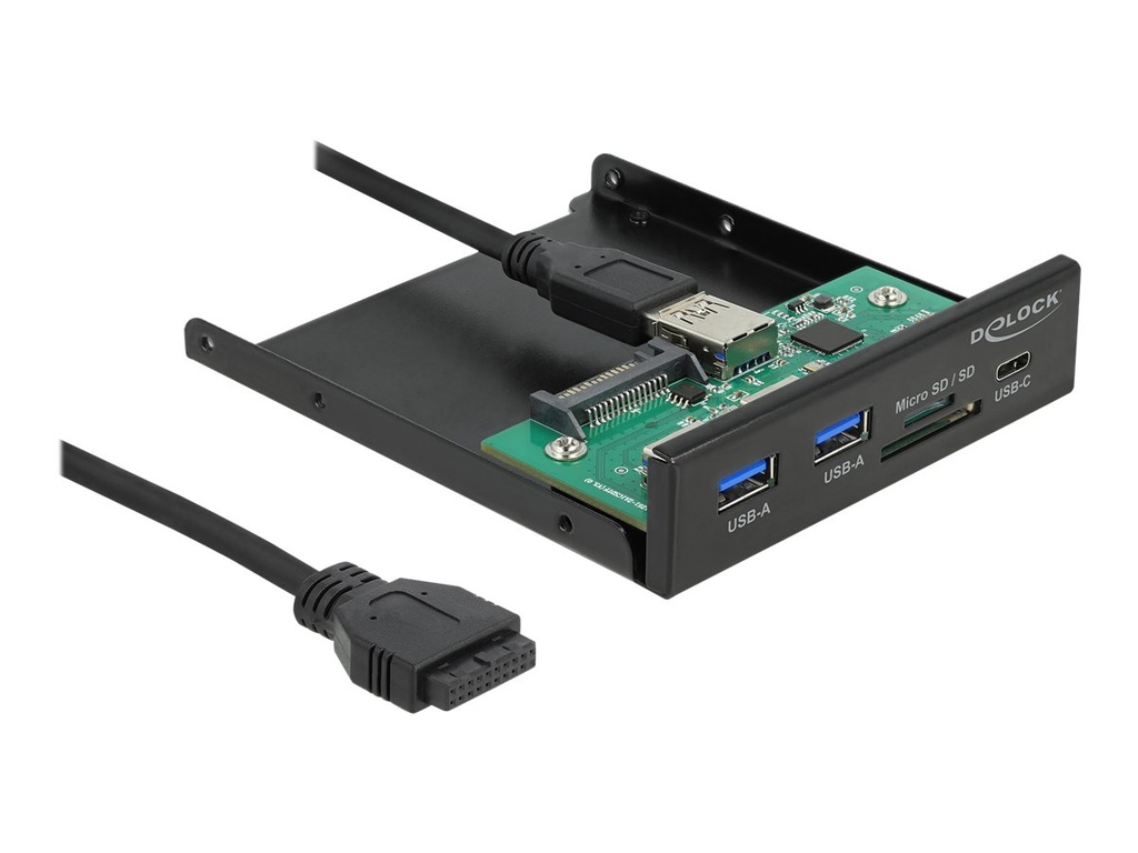 Delock Kartenleser - 8,9 cm (3,5 Zoll) (MMC, SD, miniSD, RS-MMC, TransFlash, MMCmobile, microSD, MMCmicro, SDHC, miniSDHC, microSDHC, SDXC, MMC II)