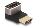 Delock Hohe Geschwindigkeit - HDMI-Adapter mit Ethernet - HDMI männlich zu HDMI weiblich nach unten abgewinkelt - Schwarz/Grau - 8K60Hz (7680 x 4320)