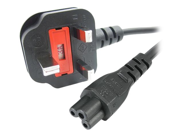 StarTech.com 2 m GB Laptop Ladekabel,  BS 1363 auf C5, 2,5A 250V, 18AWG, Notebook / Laptop Ersatzstromkabel, UK Laptop Netzteil Stromkabel, Kleeblatt/Mickey Mouse Netzkabel (PXTNB3SUK2M)