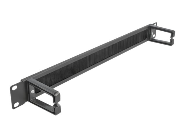 Delock Cable Management Brush Strip with 2 hooks - Kabelführungspanel mit Bürste - Schwarz - 1U - 48.3 cm (19")