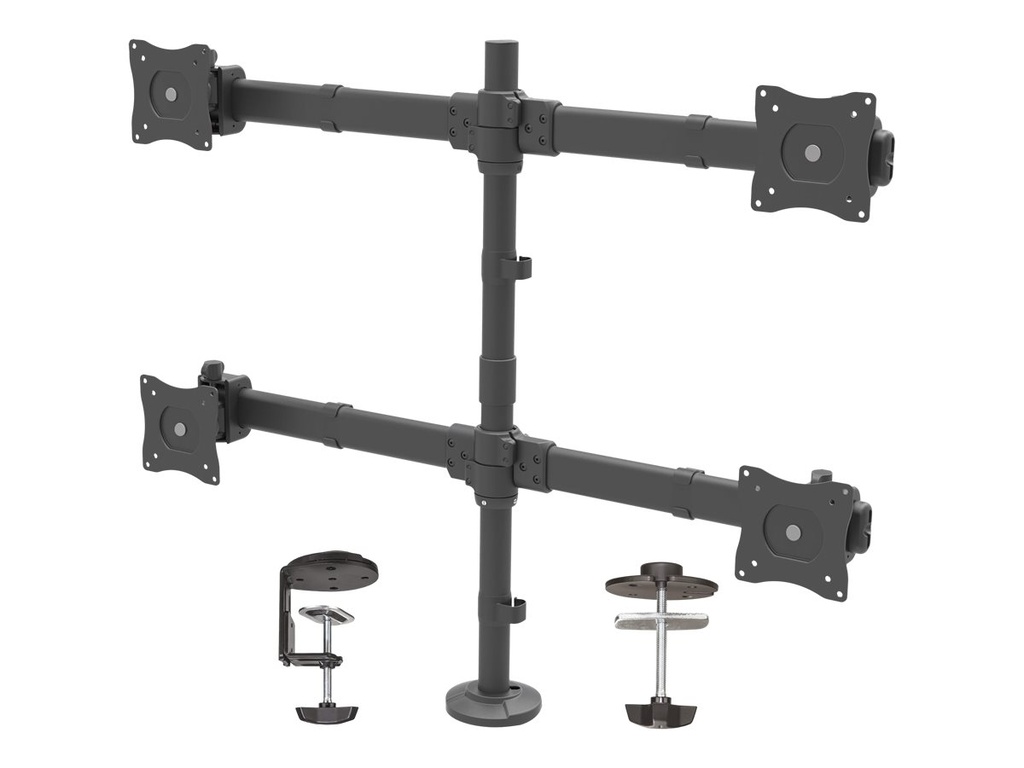 StarTech.com Tisch Monitorhalterung für vier Monitore - Monitorarm für 4 VESA Monitore(2x2) bis zu 27"(je 8kg) - Gelenkig, höhenverstellbar, Neig/Schwenk/Drehfunktion - Klemme/Durchführung (ARMQUAD)