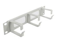 Delock Cable Management Brush Strip with 3 hooks - Kabelführungspanel mit Bürste - Grau - 1U - 25.4 cm (10")