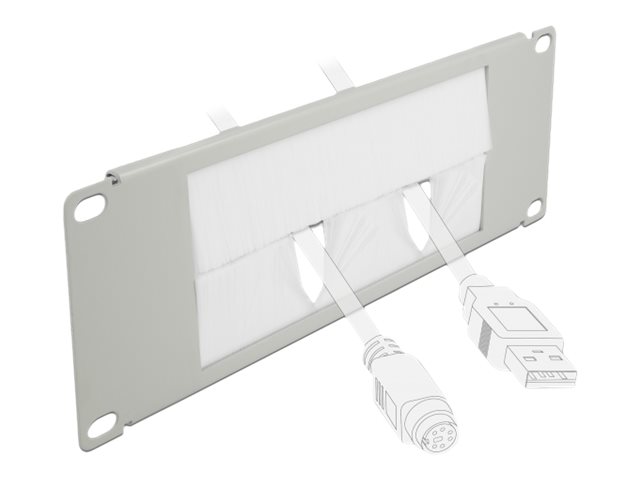 Delock Kabelführungspanel mit Bürste - Grau - 2U - 25.4 cm (10")
