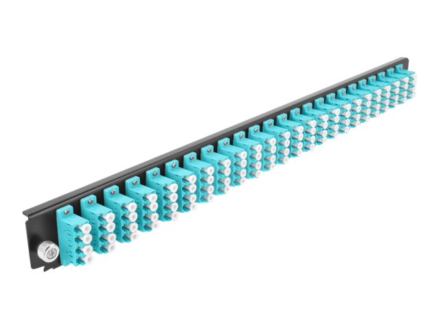 Delock Glasfaser-Spleißboxpaneel - Vorderseite - LC MM X 96 - Schwarz, Aquamarin - 1U - 48.3 cm (19")