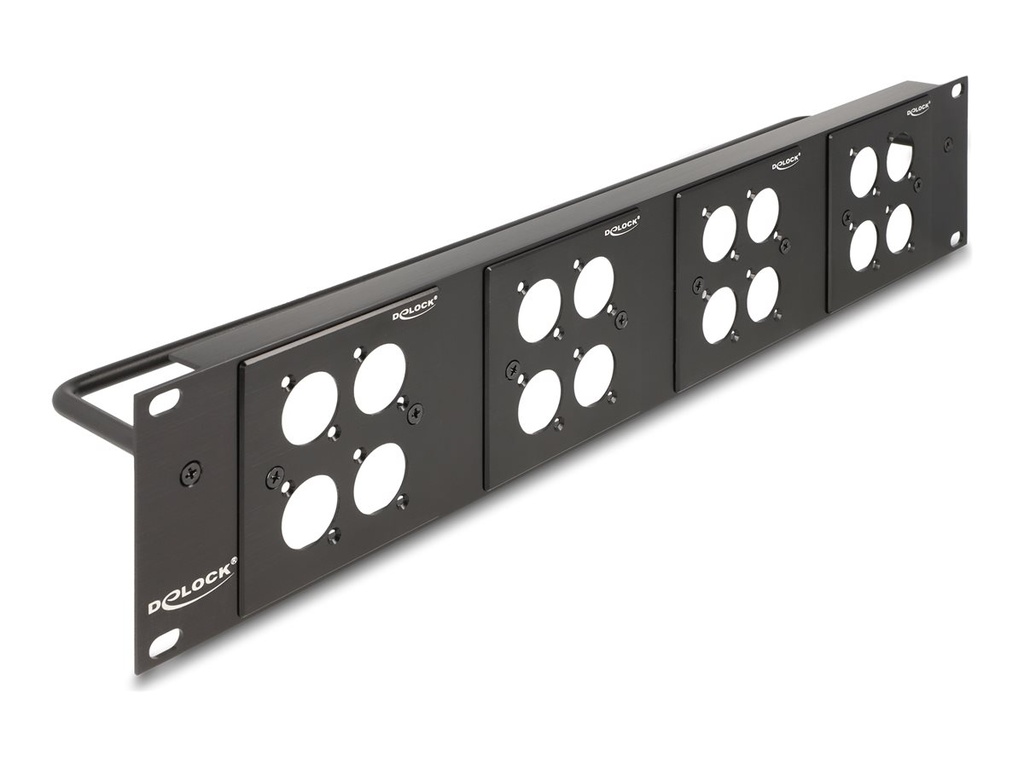 Delock Patchpanel (Blindblech) - 4 D-Typ Platten 86 x 86 mm und 4 Anschlüsse - Rack montierbar - Schwarz - 2U - 48.3 cm (19")