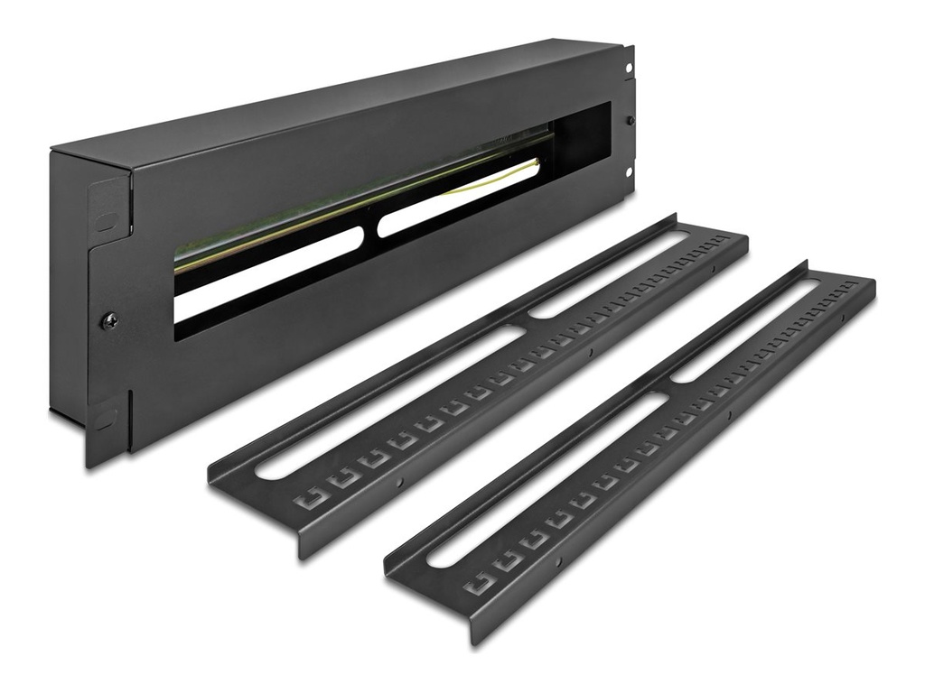 Delock Rack-Schiene mit Schutzschalter - DIN schienenmontierbar - Schwarz - 3U - 48.3 cm (19")