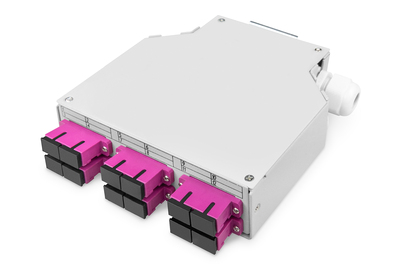 DIGITUS LWL-Hutschienenbox, MM-OM4, bestückt, mit SC-Adapter und Pigtail