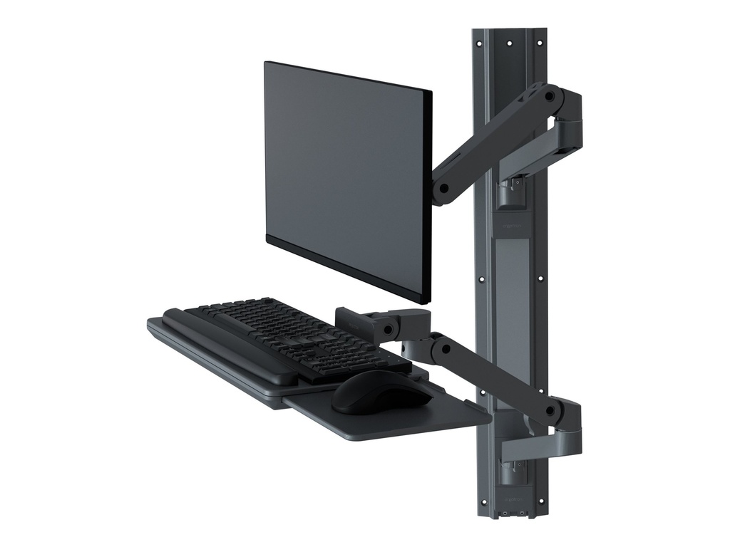 Ergotron LX Pro - Befestigungskit (2 Arme, 2 Aufsätze, Tastatur-Tablett, Mausablage zum Herausziehen, Maushalterung, 2 Wandhalterungssockel, Wandschiene 34", Wandbefestigung, 2 Kabelkanäle, Monitor-Schwenkarm, Tastaturdrehpunkt) - für LCD-Display / PC-Ausrüstung - Aluminium - Dunkelgrau - Bildschirmgröße: bis zu 86,4 cm (bis zu 34 Zoll)