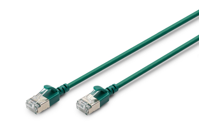 DIGITUS CAT 6A F-FTP Slim Patchkabel, 1m, Grün
