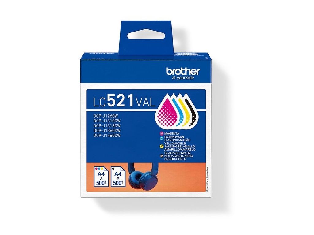 Brother LC521 Value Pack - 4er-Pack - Schwarz, Gelb, Cyan, Magenta