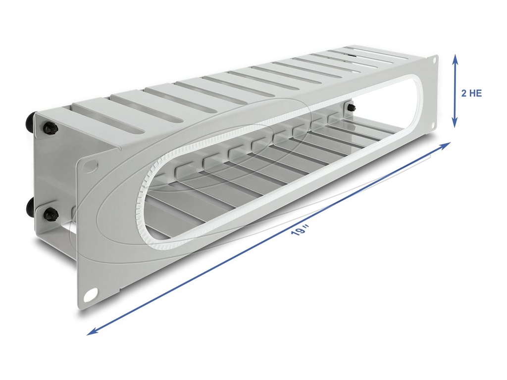 Delock Verlegetafel für Rack-Kabelmanagement - with opening and edge protection - Grau, RAL 7035 - 2U - 48.3 cm (19")