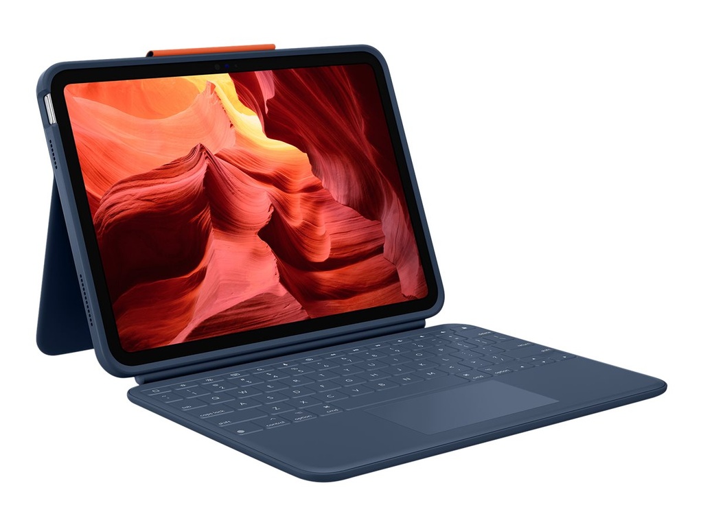 Logitech Rugged Combo 4 Touch - Tastatur und Foliohülle - mit Trackpad - Apple Smart connector - QWERTY - Pan-Nordic - Classic Blue - für Apple 10.9-inch iPad (10. Generation)