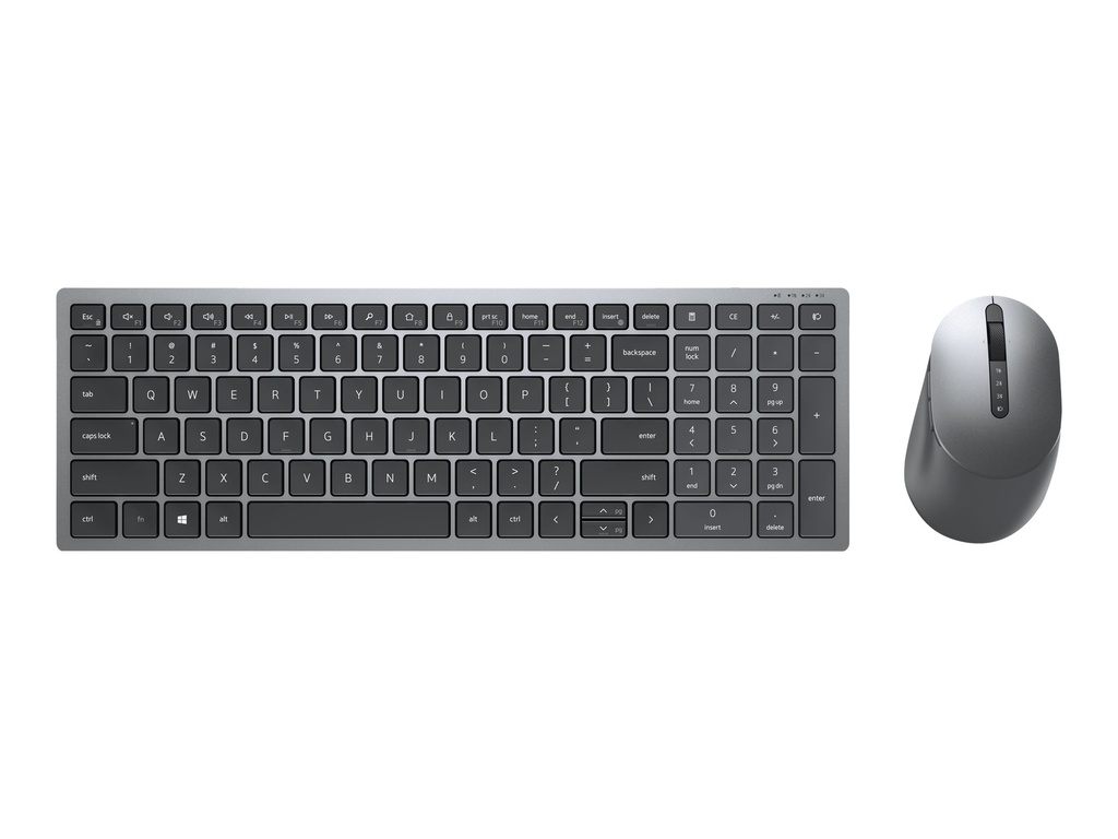 Dell Pro Plus kompakte Tastatur und Maus – KM7120W - UK (QWERTY) - Volle Größe (100%) - Kabellos - RF Wireless + Bluetooth - QWERTY - Grau - Titan - Maus enthalten