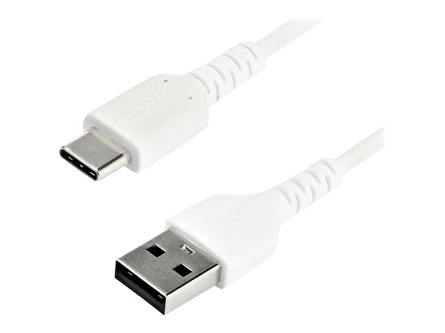 StarTech.com StarTech 2m USB-A auf USB-C Ladekabel - Dauerhaftes USB 2.0 auf USB Typ-C Datenübertragungs- und Schnellladekabel - Robuster TPE-Mantel Aramidfaser, M/M, 3A - Weiß (RUSB2AC2MW)