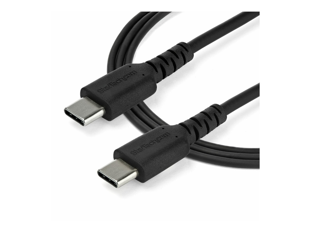 StarTech.com StarTech 1m USB-C Ladekabel - Langlebiges USB 2.0 Typ C zu USB C Datenübertragungs-/Schnellladekabel - TPE Mantel Aramidfaser M/M 60W Schwarz - Samsung S10 S20 iPad Pro MS Surface (RUSB2AC1MB)