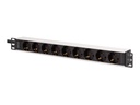 DIGITUS Steckdosenleiste mit Aluminiumprofil, 9-fach Schutzkontaktsteckdose, 2 m Zuleitung, IEC C20 Stecker