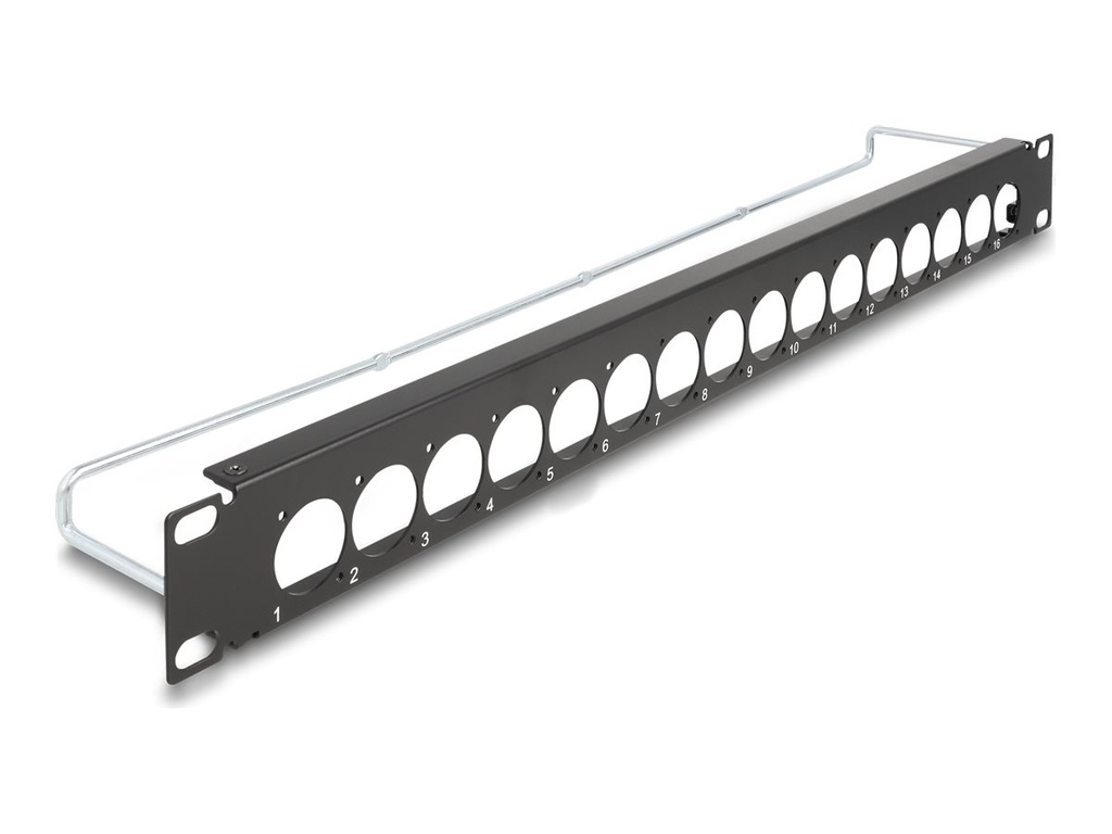 Delock Patchpanel (Blindblech) - D-Typ, Zugentlastung - Rack montierbar - Schwarz - 1U - 48.3 cm (19")