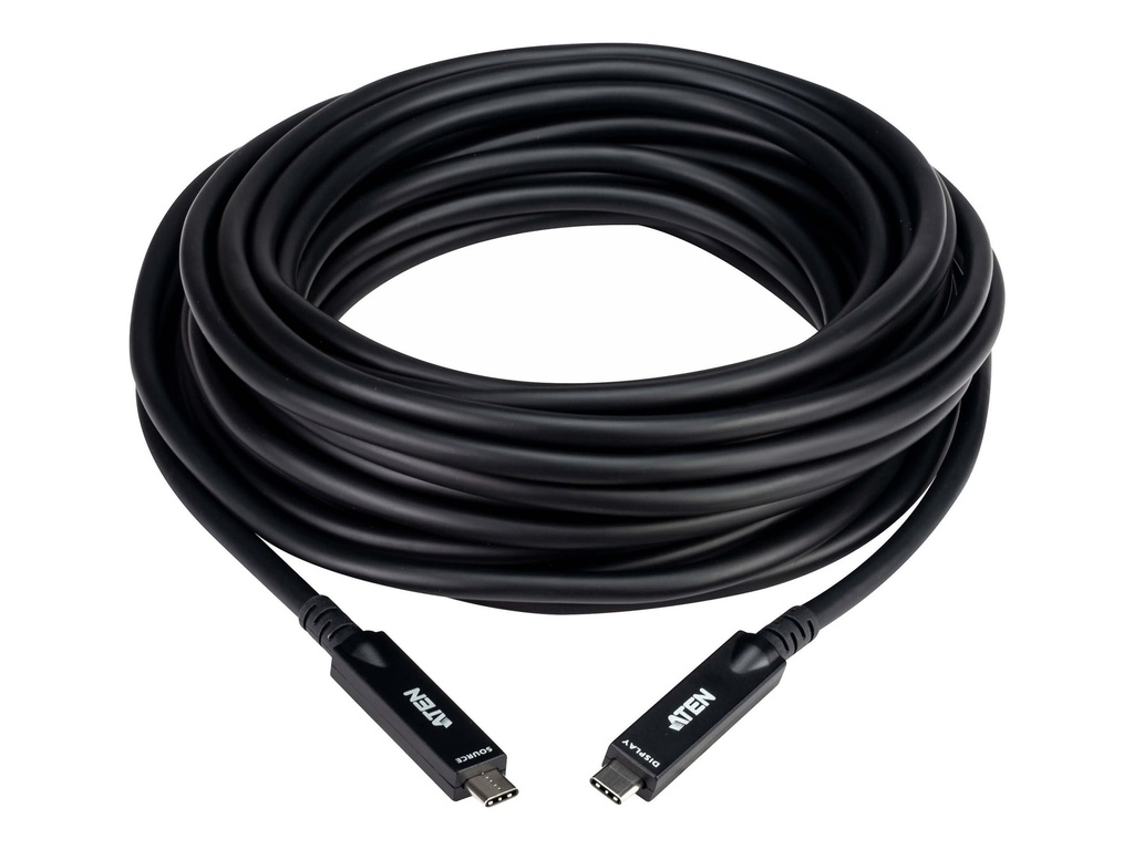 ATEN USB-Kabel - USB-C (M) zu USB-C (M) - USB 3.2 Gen 2 / DisplayPort 2.1 - 5 V - 10 m - Active Optical Cable (AOC)