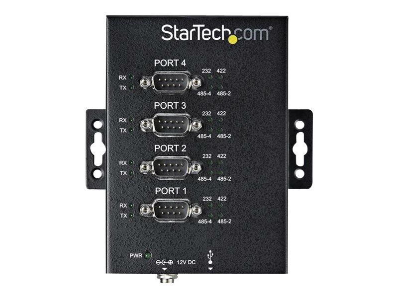 StarTech.com 4 Port Serieller Hub, USB auf RS232/RS485/RS422 Adapter - Industrieller USB 2.0 auf DB9 Konverter Hub - IP30 Schutzklasse - Hutschienenmontierbar, 15kV ESD Schutz (ICUSB234854I)