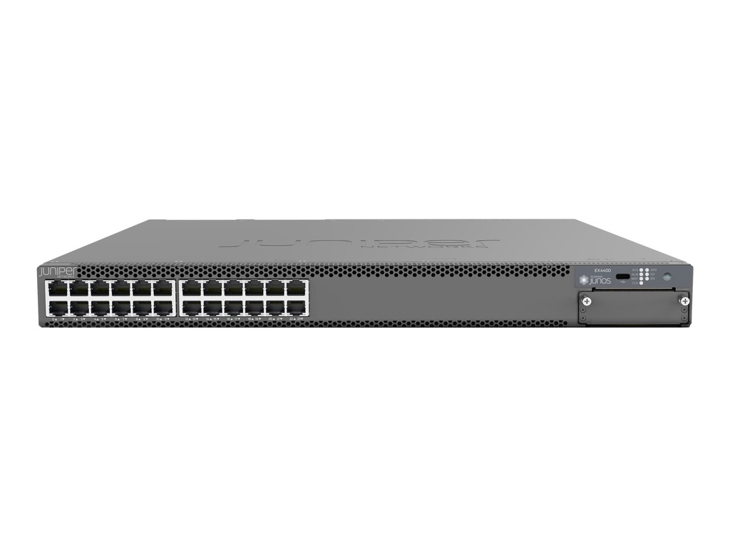 Juniper EX Series EX4400-24T-DC - Switch - L3 - managed - 24 x 10/100/1000 + 2 x 100 Gigabit (Uplink / Stacking)