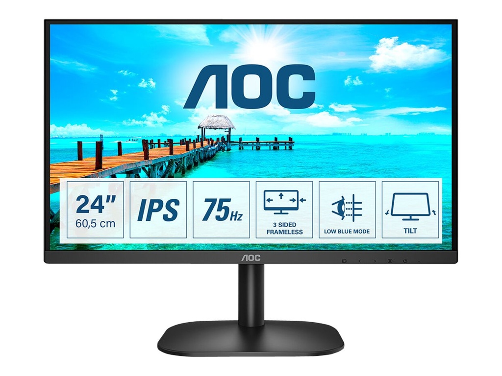 AOC B2 24B2XH - 60,5 cm (23.8") - 1920 x 1080 Pixel - Full HD - LED - 7 ms - Schwarz