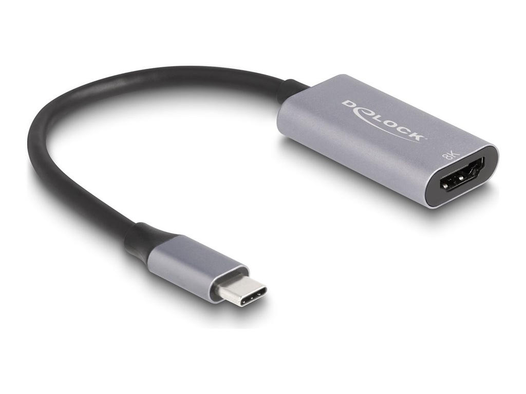 Delock Ultra High Speed - Videoadapter - 24 pin USB-C männlich zu HDMI weiblich - 15 cm - Grau/Schwarz - unterstützt 8K 60 Hz (7680 x 4320)