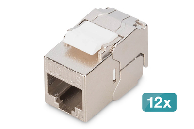 DIGITUS CAT 6A  Kompakt-Keystone Modul, geschirmt, werkzeugfreier Montageanschluss, 12 Stk.