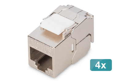 DIGITUS CAT 6A  Kompakt-Keystone Modul, geschirmt, werkzeugfreier Montageanschluss, 4 Stk.