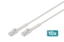 DIGITUS CAT 6A F-FTP abwinkelbares Patchkabel, Kupfer, 3 m,  grau, 10 Stück