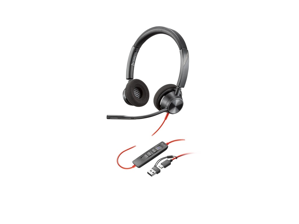 Poly Blackwire 3320 Stereo Headset - Headset - 20 KHz