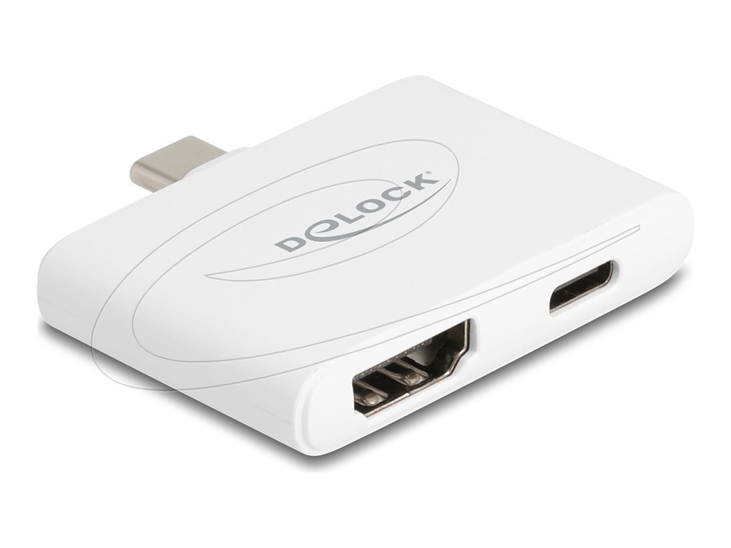 Delock Videoadapter - USB-C männlich zu HDMI, USB-C weiblich - weiß - 4K60Hz-Unterstützung, USB Power Delivery (94W)