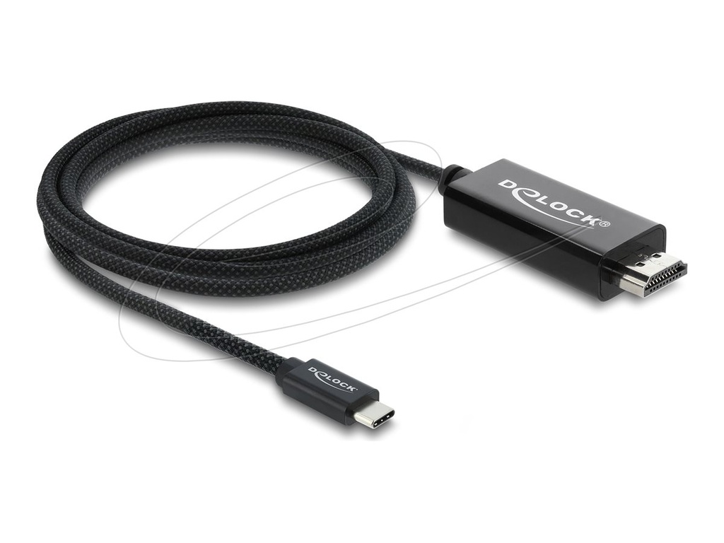 Delock Adapterkabel - USB-C männlich zu HDMI männlich - 2 m - dreifach abgeschirmtes Koaxialkabel - Schwarz - 4K240Hz (3840 x 2160)