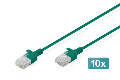 DIGITUS CAT 6 U-UTP Slim Patchkabel, 1 m, Grün, 10 Stück