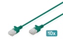 DIGITUS CAT 6 U-UTP Slim Patchkabel, 2 m, Grün, 10 Stück