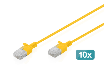 DIGITUS CAT 6 U-UTP Slim Patchkabel, 3 m, Gelb, 10 Stück
