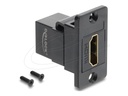 Delock HDMI Kupplung - HDMI weiblich zu HDMI weiblich - Schwarz - Panelmontage, 4K60Hz (3840 x 2160)