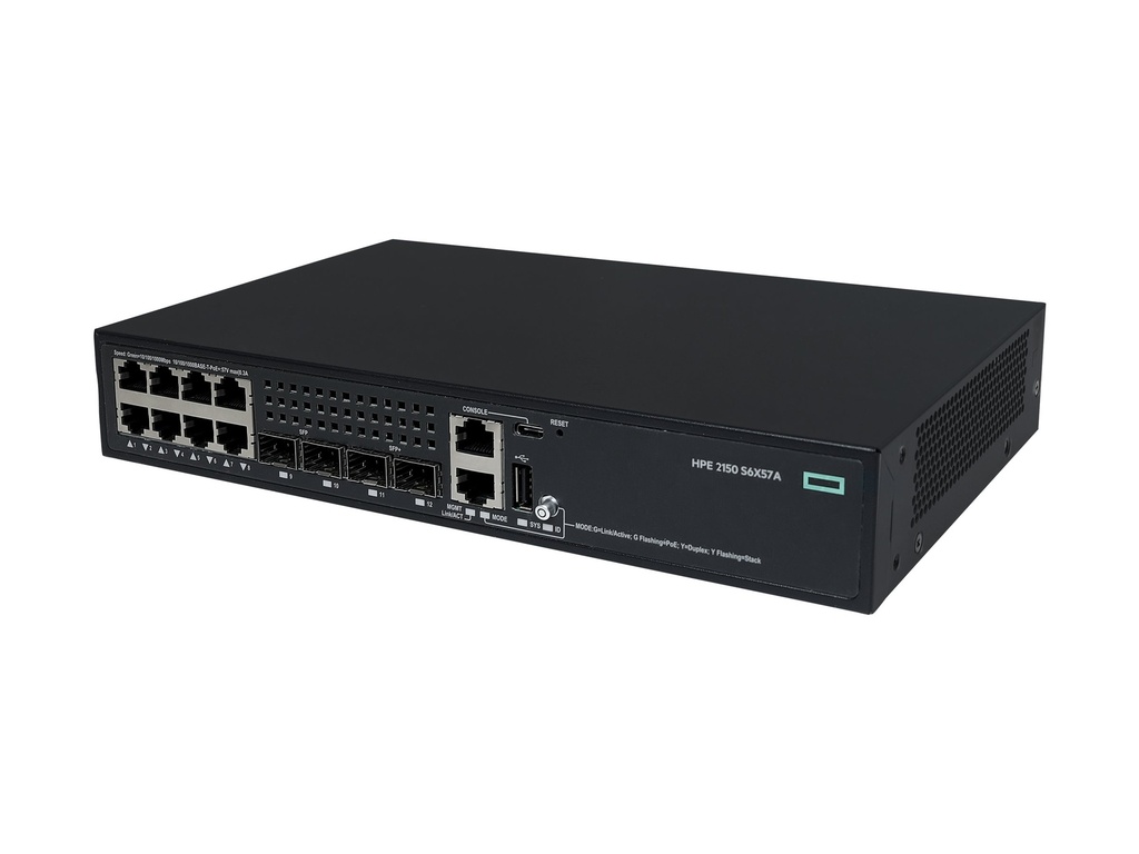 HPE Networking Comware 2150 8p 10M/100M/1G PoE+ 2p SFP 1G 2p SFP+ 1G/10G 125W - Switch - L3 - managed - 8 x 10/100/1000Base-T (PoE+)