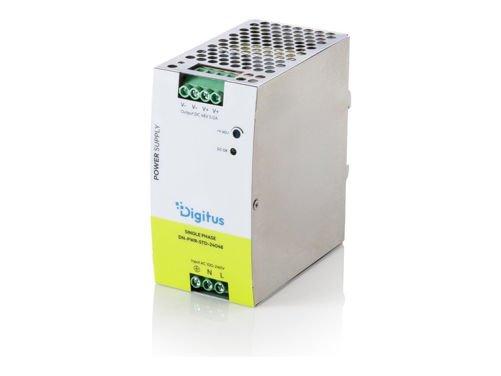 DIGITUS Industrielles Netzteil, 48V DC, 5A, 240W, AC-DC, Metallgehäuse, für DIN-Hutschienenmontage