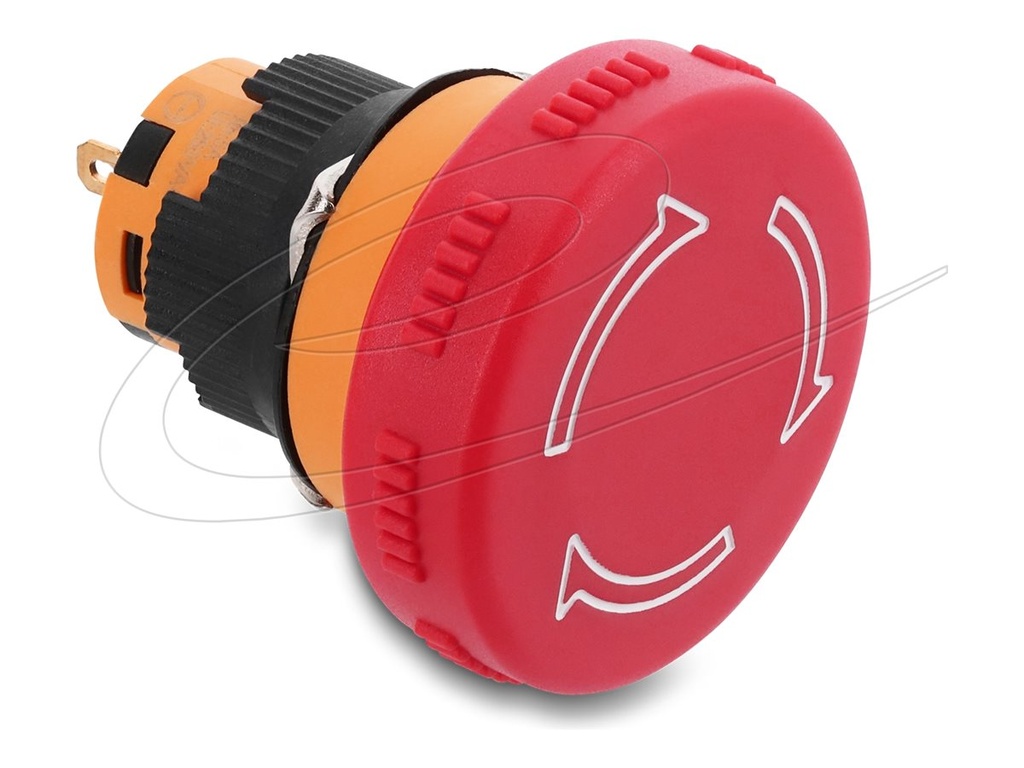 Delock Drücktaster - mushroom-head, for installation 16 mm, 2 x solder terminal (short)
