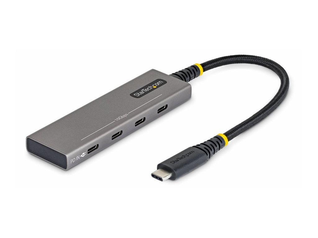StarTech.com Startech - Hub - 4-port, 10 Gbps, 100 W PD charging, overcurrent protection, PCR aluminum - 3 x USB-C 3.2 Gen 2 + 1 x USB-C 3.2 Gen 2 (Stromversorgung)