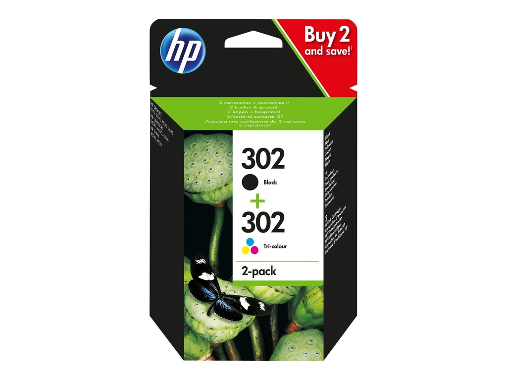 HP 302 - 2er-Pack - Schwarz, Farbe (Cyan, Magenta