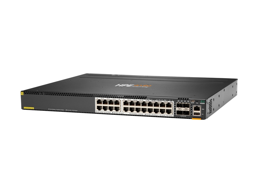 HPE Aruba 6300M - Switch - L3 - managed - 24 x 1/2.5/5/10GBase-T + 4 x 1 Gigabit / 10 Gigabit / 25 Gigabit / 50 Gigabit SFP56 (Uplink / Stacking)