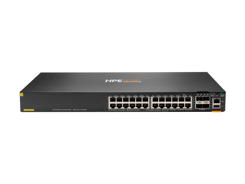 HPE Aruba 6200F 24G Class4 PoE 4SFP+ 370W Switch - Switch - L3 - managed - 24 x 10/100/1000 (PoE+)