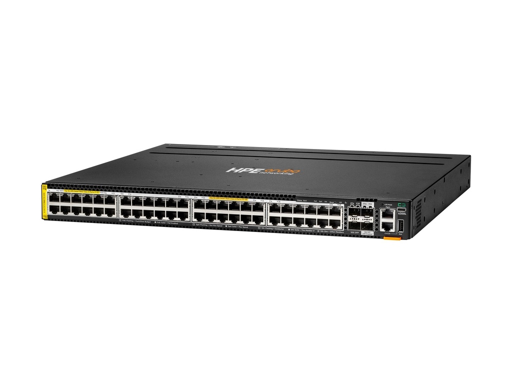HPE Aruba Networking CX 6300L 48p Smart Rate 1G/2.5G/5G Class8/6 PoE 2p 50G and 2p 10G LRM L2 Switch - Switch - L3 - 48 x 1/2.5/5GBase-T (PoE++)
