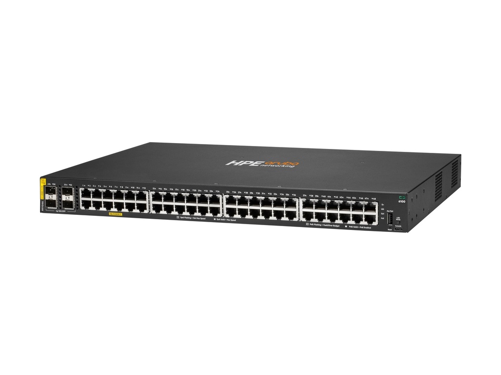 HPE Aruba Networking CX 6100 48G Class4 PoE 4SFP+ 740W Switch - Switch - L3 - managed - 48 x 10/100/1000 (PoE+)